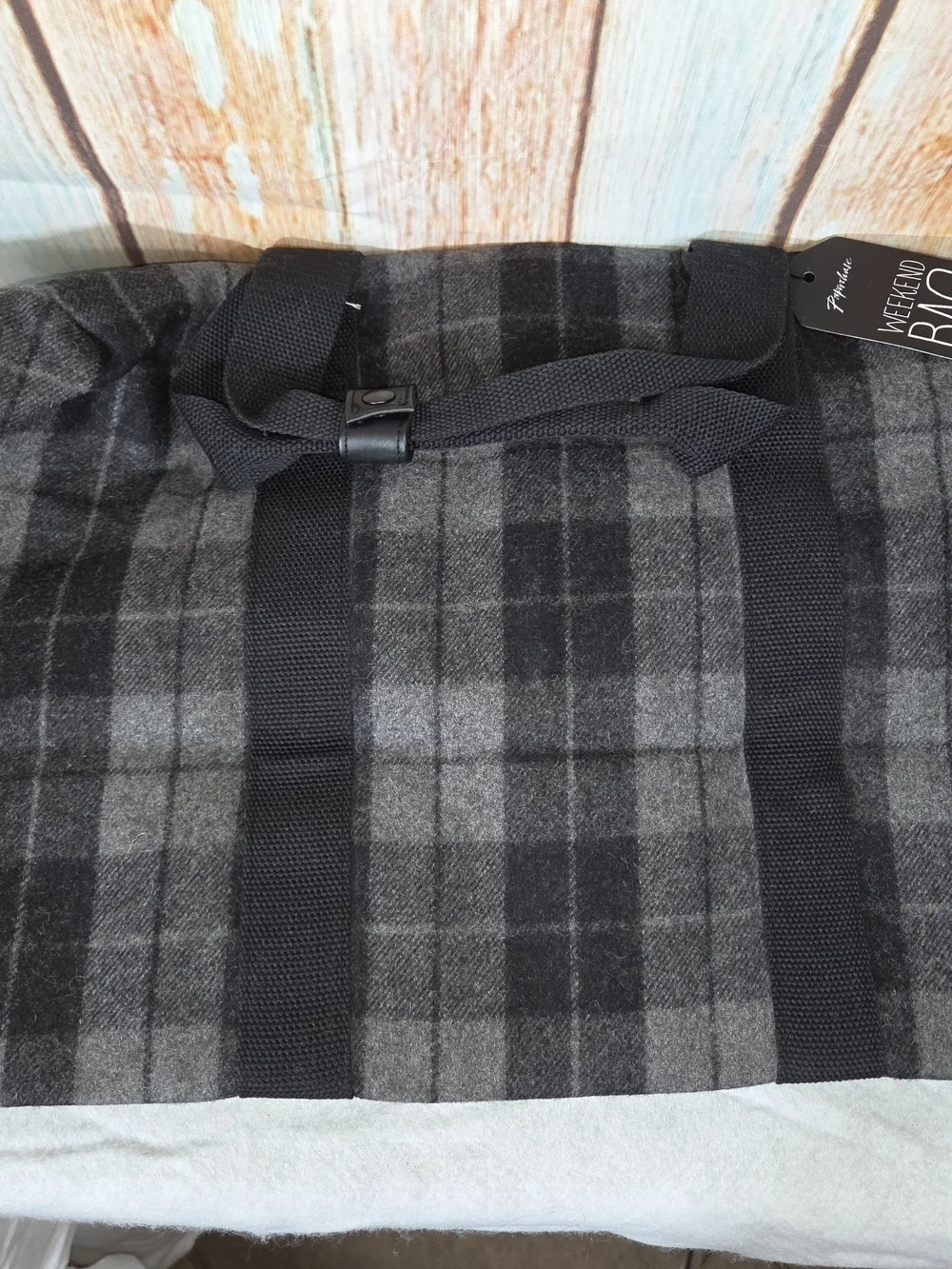 Paperchase Uk Gray Plaid Black Flannel Oversized Weekend Duffel Bag for Men